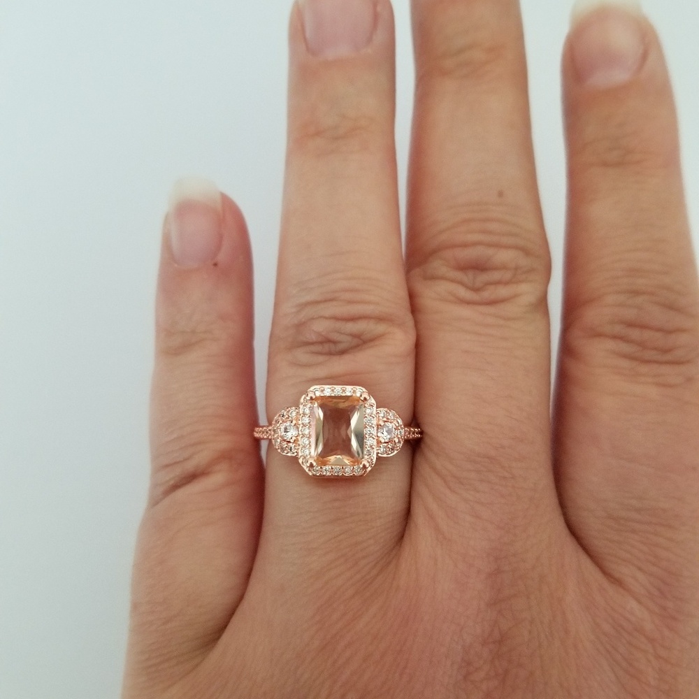 *only size 8!*Emerald Cut Simulated Morganite Ring - Picture 6 of 7